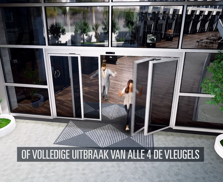 Anti-paniek schuifdeur met break-out systeem